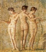 unknow artist Three Graces,from Pompeii painting